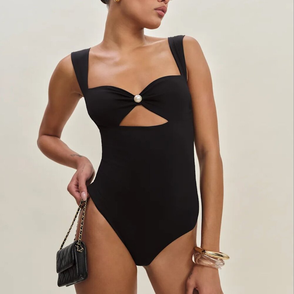 Reformation Valera One Piece Swimsuit Black - Size L